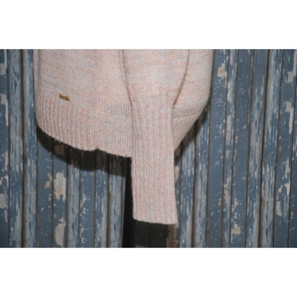 Kensie Nordstrom Faux Wrap Size M Pink Metallic Sparkle Sweater V-Neck Thin Knit - Picture 5 of 12